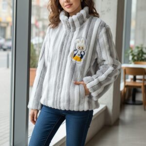 Arctic Bunny Faux Fur Winter Jacket – Soft Plush Warm Jacket for Women & Girls